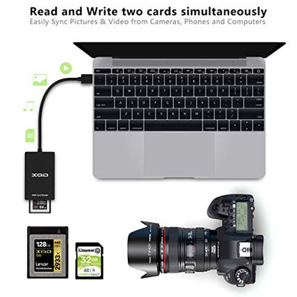XQD Card Reader, USB 3.0 XQD/SD Card Reader Dual Slot Memory Card Reader 5Gpbs Super Speed Support Sony G/M Series, Lexar 2933x/1400x USB Mark XQD Card,SD Card for Windows/Mac OS - color: CR312-A