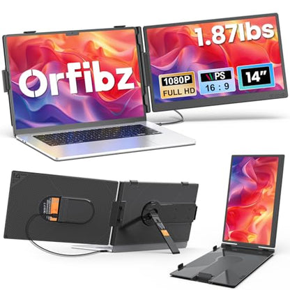 Laptop Screen Extender 1.87lbs Ultra-Portable & Ultra Slim, 14.2" FHD 1080P Dual Portable Monitor for 14"-17.3" Laptop, Plug & Play Travel Monitor Extender Compatible with Wins/Mac/Chrome/Android - size: 14.2" Dual Screen