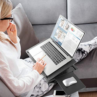 Lap Desk - Lap Desk for Laptop w/ Mouse Pad, Computer Lap Desk w/ Dual Cushions, Laptop Stand for Car 6 Adjustable Angles, Fits Up to 15.6" Laptops, Lap Writing & Drawing Board for Sofa & Bed