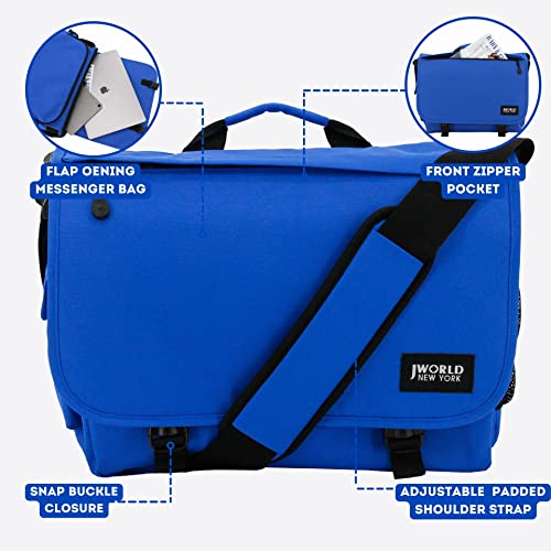 J World New York Thomas Laptop Messenger Bag for Women & Men. Kids Computer Bookbag - color: Cobalt Blue