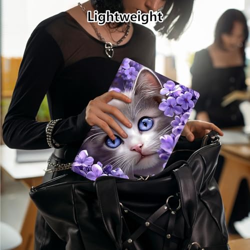 Laptop Skin Sticker Decal 15.6 Inch,12 13 13.3 14 15 15.6 in Laptop Netbook Skins for Notebook,Art Decal Removable Waterproof Scratch Resistant,Universal Vinyl Cover,Cat Purple Flower - color: Cat Purple Flower