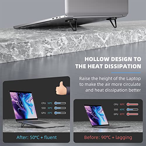 Laptop Stand for Desk, Portable Anti-Slip Keyboard Riser, Zinc Alloy Keyboard Stands, Computer Stand Compatible with MacBook Air/Pro, 10-15.6 Inches Laptops and Keyboards (Black) - color: black