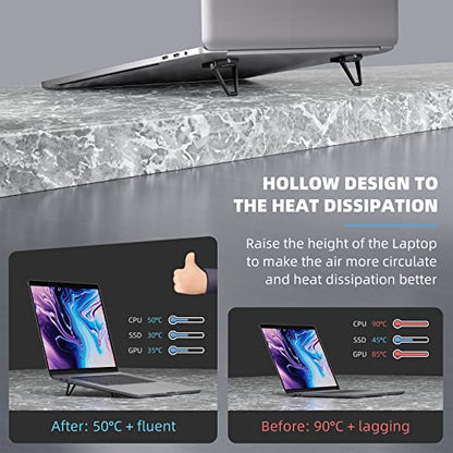 Laptop Stand for Desk, Portable Anti-Slip Keyboard Riser, Zinc Alloy Keyboard Stands, Computer Stand Compatible with MacBook Air/Pro, 10-15.6 Inches Laptops and Keyboards (Black) - color: black