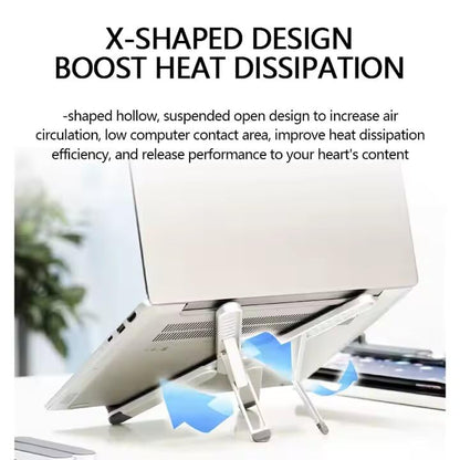 Foldable & Portable Laptop Stand for Desk, Light Weight Alloy Silicon, Ergonomic Aluminum Riser with 7 Adjustable Heights, Compatible with Laptop 10-16' and Tablet - color: moonlight silver