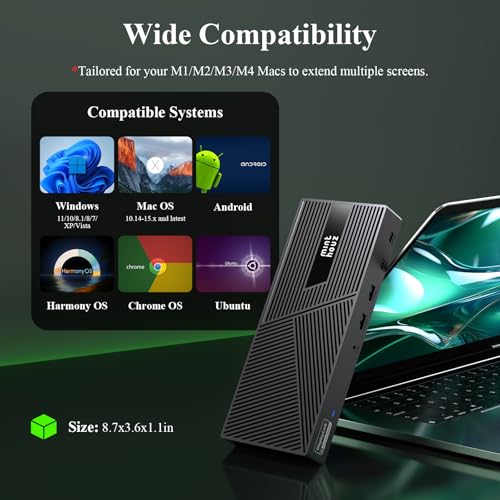 Minthouz DisplayLink Docking Station Triple Monitor 4K@60Hz, 14-in-1 USB C Dock for MacBook Dell HP Lenovo, 160W Adapter,100W PD Charging for Thunderbolt 5/4/3, 3HDMI,2DP, 6 USB A/C, LAN, Audio