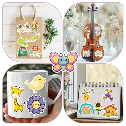 XZENTIRA 104 PCS Spring Stickers Vinyl Waterproof Stickers for Water Bottles, Cute Crafts, Insect Cards, Flowers Decor, Scrapbook, Gifts Bags, Laptop, Party Favors - style: Spring