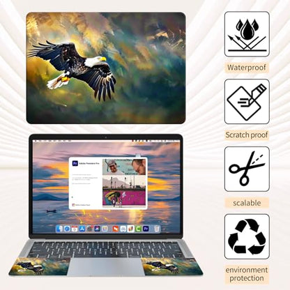 15.6 Inch Laptop Skin Sticker, Reusable Vinyl Cover Protector with 2 Wrist Pad Skins, Removable Waterproof Scratch-Resistant for 12-15.6 Inch Laptop Notebook,Majestic Bald Eagle - color: Majestic Bald Eagle