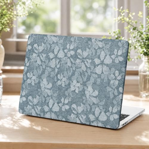 Voidborne Compatible with MacBook Neo 13 inch Case 2026 Release Model A3404&A18 Pro Chip,Blooming Floral Leather Plastic Hard Shell Protective Case for Neo 13 inch + Keyboard Cover,Blue Fabric Leaves - color: Blue Fabric Leaves
