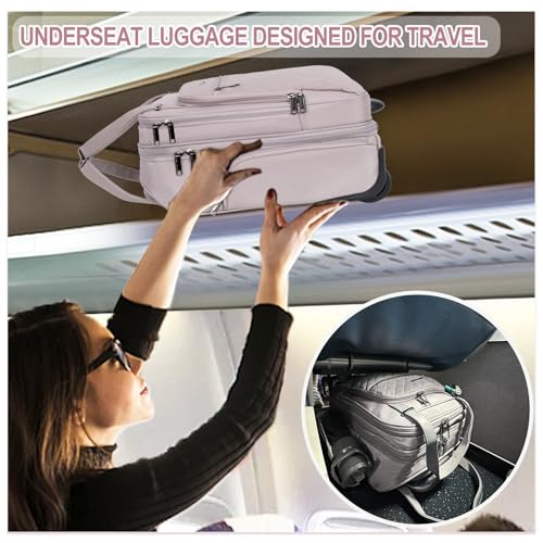 EMPSIGN Underseat Carry On Wheeled - 16" Carry on Bag with Wheels Multi-functional Lightweight Rolling Bag Overnight Weekender Small Suitcase for Women Men Travel Business, Dusty Pink - color: Dusty Pink