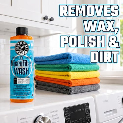 Chemical Guys, Microfiber Wash & Towel Detergent, Deep Clean, Orange, 16 oz | Concentrated detergent deep-cleans microfiber towels, mitts and pads, lifting wax, grease and grime, no residue - size: 16 Fl Oz (Pack of 1)