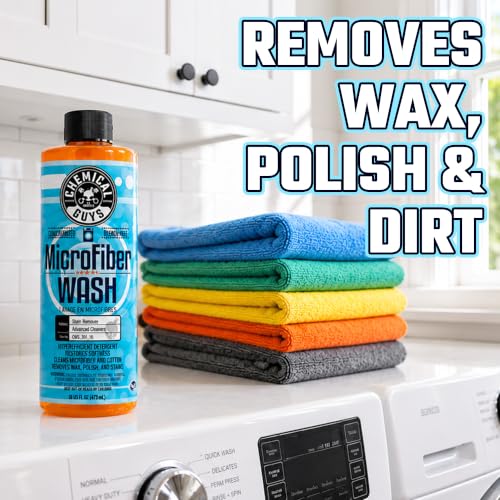 Chemical Guys, Microfiber Wash & Towel Detergent, Concentrated, 1 Gallon | Concentrated detergent deep-cleans microfiber towels, mitts and pads, lifting wax, grease and grime, orange scent - size: 128 Fl Oz (Pack of 1)