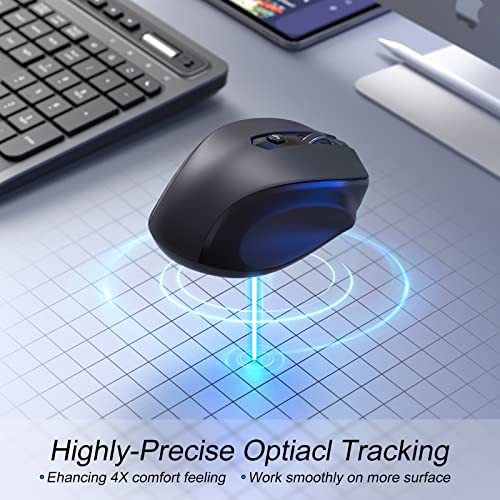 HOTWEEMS Wireless Mouse Bluetooth, Ergonomic Computer Mouse with 2400 DPI 5 Levels, 6 Buttons, 18 Month Battery, Silent Mouse for Laptop Mac PC Chromebook - color: Graphite, size: 1 Pack