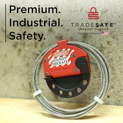 TRADESAFE Lockout Tagout Adjustable Cable Lock - 10 ft Steel Cable Lock | Uv-resistant Pvc-coated Steel Cable, Non-conductive Nylon Body, Secures With Up To 5 Loto Padlocks - style: 10 ft