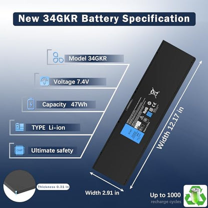 E7440 E7450 Laptop Battery Replacement for Dell Latitude 14 7000 E7440 E7450 E7420 Series PFXCR 34GKR F38HT G95J5 0G95J5 3RNFD G0G2M T19VW V8XN3 909H5 5K1GW 451-BBFT 451-BBFV 451-BBFY E225846 - style: E7440