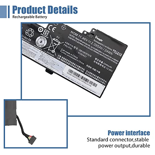 01AV421 T470 T480 Laptop Battery Replacement for Lenovo ThinkPad A475 A485 TP25 Series Notebook SB10K97578 01AV419 01AV420 01AV489 SB10K97576 SB10K97577 11.46V 24Wh 2095mAh 3-Cell - size: 9.80*3.58*0.33 inch 01AV421