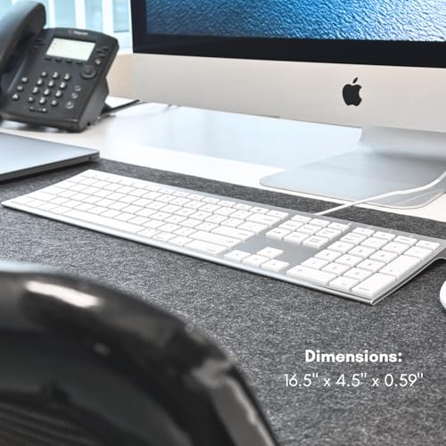Macally Wired Keyboard for Mac (Upgraded Dual USB A + C Plug) - USB C Keyboard - Ultra Slim, 20 Shortcuts, 110 Scissor Keys - Compatible with Apple MacBook Pro/Air, Mac mini, iMac, iPad - Silver - color: Silver