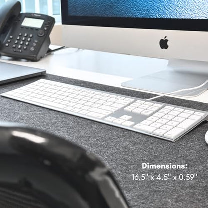 Macally Wired Keyboard for Mac (Upgraded Dual USB A + C Plug) - USB C Keyboard - Ultra Slim, 20 Shortcuts, 110 Scissor Keys - Compatible with Apple MacBook Pro/Air, Mac mini, iMac, iPad - Silver - color: Silver
