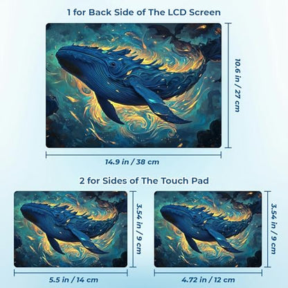 Reusable Universal Laptop Skin Sticker, Cut to Fit for 11.6–15.6 Inch Laptops, Waterproof Protective Film, No-Residue - Deep Ocean Whale - color: Deep Ocean Whale