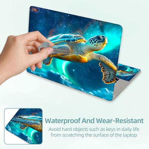 Universal Laptop Skin Decal, 3-Piece Vinyl Protector for 12 13 14 15.6" Notebook, Waterproof Anti-Scratch, Easy Trim & Bubble-Free Finish, Sea Turtle Soaring in Cosmic Sky - color: Sea Turtle Soaring in Cosmic Sky