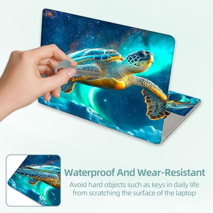Universal Laptop Skin Decal, 3-Piece Vinyl Protector for 12 13 14 15.6" Notebook, Waterproof Anti-Scratch, Easy Trim & Bubble-Free Finish, Sea Turtle Soaring in Cosmic Sky - color: Sea Turtle Soaring in Cosmic Sky