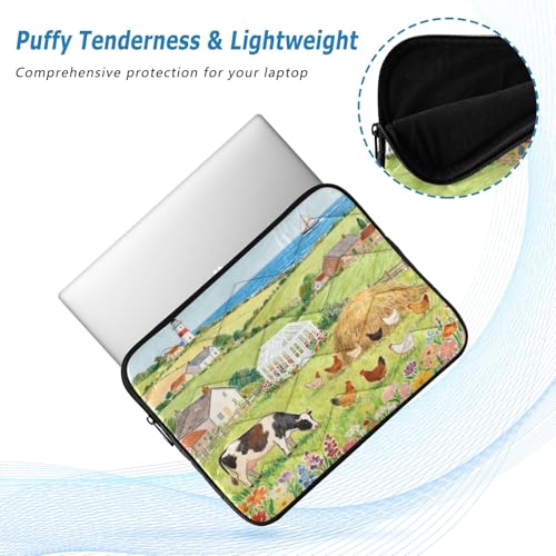 Cute Spring Scene Green Waterproof Laptop Sleeves 14-16 Inch Padded Quilted Laptop Protector Bag Notebook Case - color: Cute Spring Scene Green, size: Large