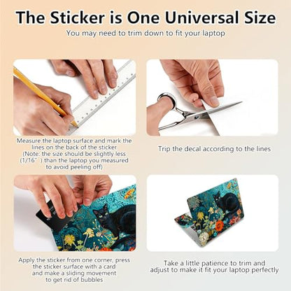 Laptop Skin Sticker Decal 15.6 Inch,12 13 13.3 14 15 15.6 in Laptop Netbook Skins for Notebook,Art Decal Removable Waterproof Scratch Resistant,Universal Vinyl Cover,Blue Flower Cat - color: Blue Flower Cat