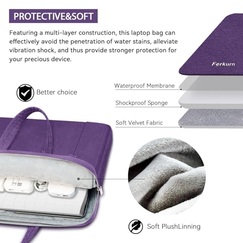 Ferkurn Laptop Case Bag Women Men Computer Sleeve with Shoulder Compatible with HP/Inspiron/Thinkpad/Vivobook/MSI/Surface, 17.3 inch, Violet - color: Violet, size: 17.3 inch