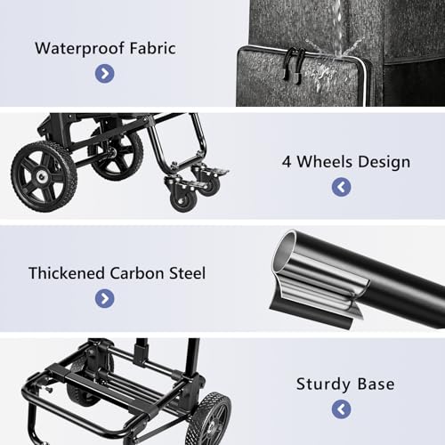 KEDSUM 2 in 1 Rolling Teacher Bag with Detachable Trolley, 2.12 Cu.Ft. 250LBS Rolling Tote Bag, Fits for 18" Laptop, Ideal for Teacher, Therapist & Crafter, 4 Big Wheels with Brake