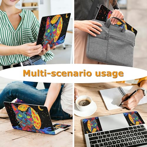 Universal Laptop Skin Sticker with 2 Wrist Pad Decals, 3-Piece Removable Vinyl Laptop Cover, Impressionist Cat Waterproof Anti-Scratch, Easy-Trim Fit for 13.3" 14" 15.6" Laptops - color: Impressionist Cat