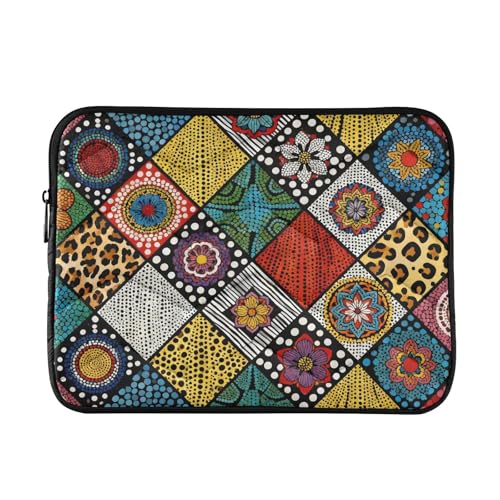 Dot Art Floral 13” Quilted Laptop Sleeve Case Soft Notebook Protector Bag Computer Carrying Case - color: dot art floral, size: Medium