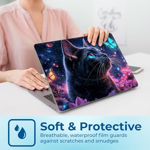 Reusable Universal Laptop Skin Sticker, Cut to Fit for 11.6–15.6 Inch Laptops, Waterproof Protective Film, No-Residue - Dreamy Cat - color: Dreamy Cat