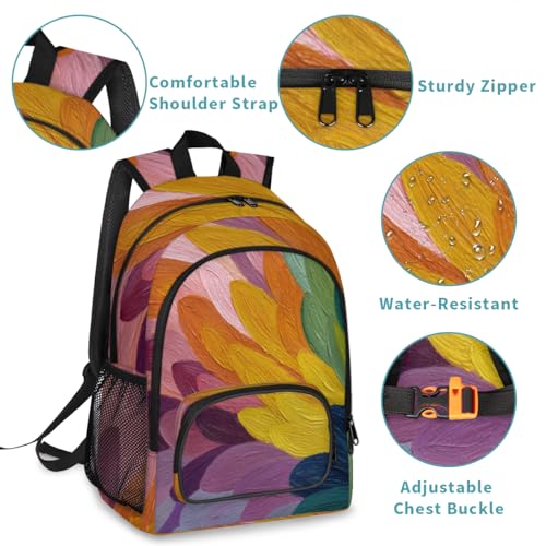 Abstract Feather Large Backpack for Women and Men Waterproof Travel Laptop Backpack Lightweight Business Work Daypack Fits 17 Inch Computer - color: Multicolor 4