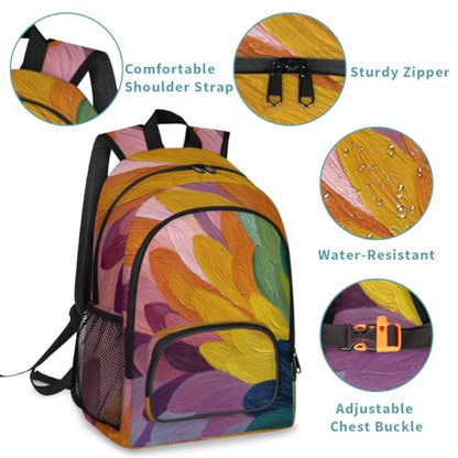 Abstract Feather Large Backpack for Women and Men Waterproof Travel Laptop Backpack Lightweight Business Work Daypack Fits 17 Inch Computer - color: Multicolor 4