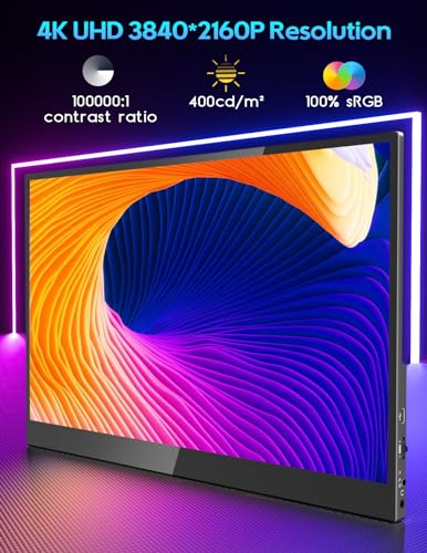 HONGO 4K OLED Portable Monitor, 15.6 Inch Touchscreen UHD 3840X2160 100% DCI-P3 100000:1 Multi-Touch HDR USB-C HDMI Travel Monitor for Laptop PC Phone Mac Xbox PS5/PS4
