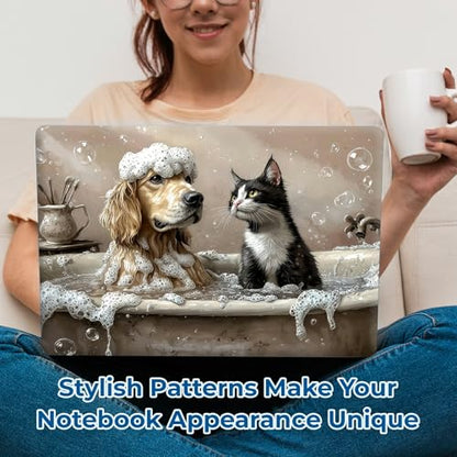 Reusable Universal Laptop Skin Sticker, Cut to Fit for 11.6–15.6 Inch Laptops, Waterproof Protective Film, No-Residue - Bathtub Cat and Dog - color: Bathtub Cat and Dog