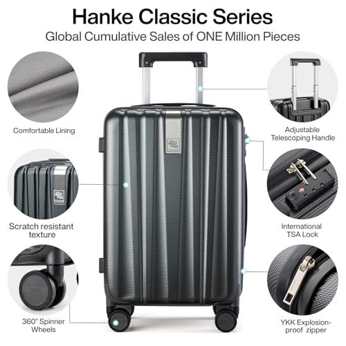 Hanke 29 Inch Luggage Suitcases With Spinner Wheels Lightweight PC hardside Rolling Suitcase With Travel Lock, Checked-Large 29-Inch(Jet Black) - color: Jet Black, size: Checked Large 29 Inch