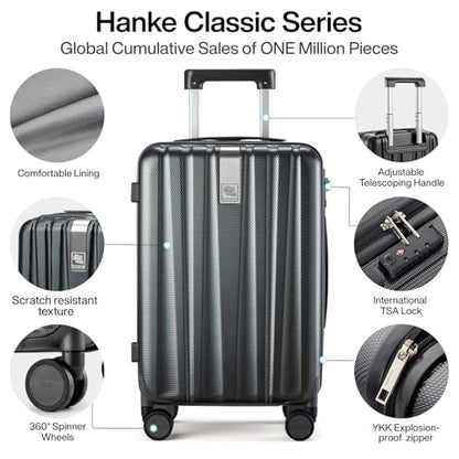 Hanke 29 Inch Luggage Suitcases With Spinner Wheels Lightweight PC hardside Rolling Suitcase With Travel Lock, Checked-Large 29-Inch(Jet Black) - color: Jet Black, size: Checked Large 29 Inch
