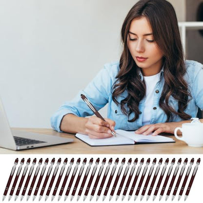 Zonon 38 Pieces Rubberized Ballpoint Pen with Stylus Tip Stylish Metal Pen Capacitive Stylus with Soft Rubberized Grip, Black Ink for Most Devices(Dark Brown) - color: Dark Brown