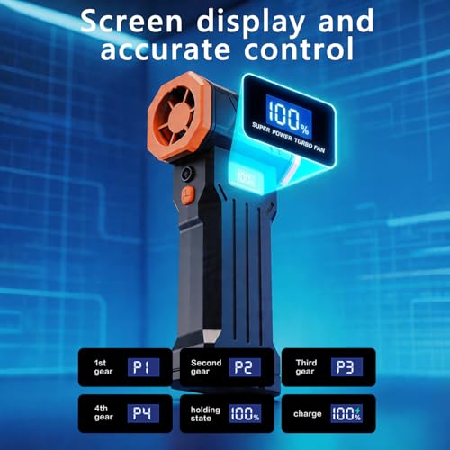 Compressed Air Duster，120000RPM Super Powered Electric Air Duster,4 Gear Adjustable Mini Turbo Blower LED Light,Rechargeable Cordless Dusters for Home Car Outdoor PC Computer Keyboard