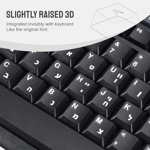 4 in 1 Hebrew Borderless Letter Keyboard Stickers Compatible with PC Computer Laptop Desktop Notebook Gaming Keyboards,Hebrew Transfer Printing Lettering Characters Repair Replacement Sticker - color: White Letter, size: Hebrew