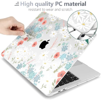 Batianda LumiArt Case for MacBook Pro 13 inch 2022 2020, Cute Daisy | Fits Model A2338 M2 M1 A2251 A2289, with Bright Color Botanical Design, Slim Hard Shell For School Girls Women and Travelers - color: Cute white flower
