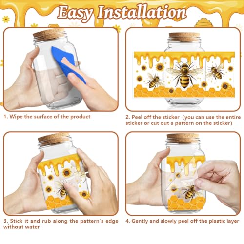 Bee Gnome Sunflower UV DTF Cup Wraps, 10 Sheets Transfer Sticker | Waterproof UV DTF Stickers, Custom Vinyl Decals for 16oz Coffee Cups Tumblers Bottles Mugs, DIY Gifts & Crafts - style: Bee with Gnome and Sunflower