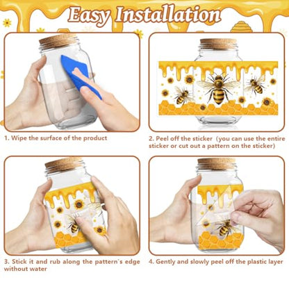 Bee Gnome Sunflower UV DTF Cup Wraps, 10 Sheets Transfer Sticker | Waterproof UV DTF Stickers, Custom Vinyl Decals for 16oz Coffee Cups Tumblers Bottles Mugs, DIY Gifts & Crafts - style: Bee with Gnome and Sunflower