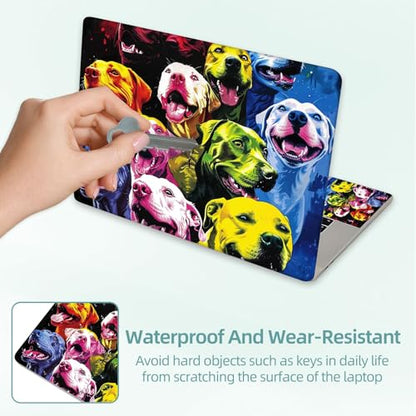 Universal Laptop Skin Decal, 3-Piece Vinyl Protector for 12 13 14 15.6" Notebook, Waterproof Anti-Scratch, Easy Trim & Bubble-Free Finish, Group of Dogs All Different Breeds - color: Group of Dogs All Different Breeds