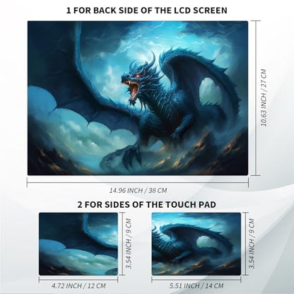 Universal Laptop Skin, DIY Cut-to-Fit Vinyl Cover Compatible with HP, Dell, Lenovo, Mac (13.3" to 15.6"), Anti-Scratch, No Residue & Bubble-Free Protective Decal Sticker, Epic Blue Dragon - color: Epic Blue Dragon