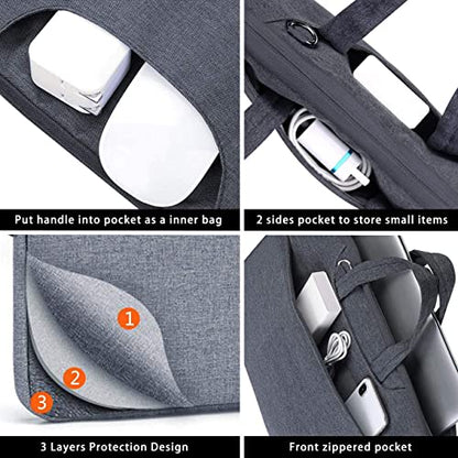 Voova 17.3-17 Inch Laptop Sleeve with Handle, MacBook Sleeve, Gray | Splash-proof 17.3-inch laptop sleeve with handle and removable strap; fits Dell, HP and Lenovo notebooks for business travel - color: Grey, size: 17-17.3 In