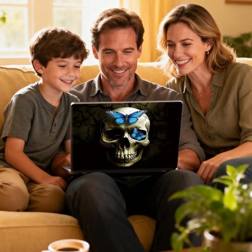 Universal Laptop Skin Sticker Decal for 11.6”12" 13" 13.3" 14" 15" 15.4" 15.6" Reusable Waterproof Scratch-Scratch Resistant Protective Vinyl Laptop Notebook Skin Stickers - Blus Butterflies Skull - color: Blus Butterflies Skull