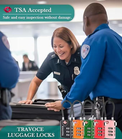 Search Alert TSA Approved Travel Combination Luggage Cable Locks for Suitcase, Gym Locker,Toolbox,Backpack 1,2,4,6 &10 pk (White 4 Pack) - color: White 4 Pack