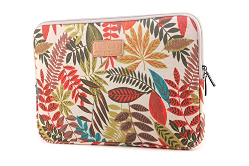 BSLVWG 11.6 Inch Laptop Sleeve Multi-Color & Size Choices Case/Water-Resistant Neoprene Notebook Computer Pocket Tablet Briefcase Carrying Bag/Pouch Skin Cover - color: Khaki Leaves, size: 11.6 inch