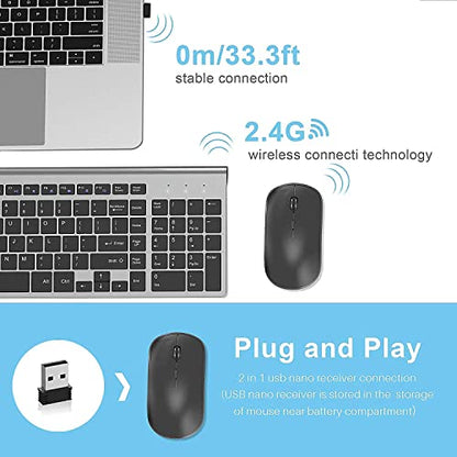 JOYACCESS Wireless Keyboard and Mouse,2.4G Ergonomic and Slim Wireless Computer Keyboard Mouse Designed for Windows, PC, Laptop,Tablet - Black Grey - color: black grey
